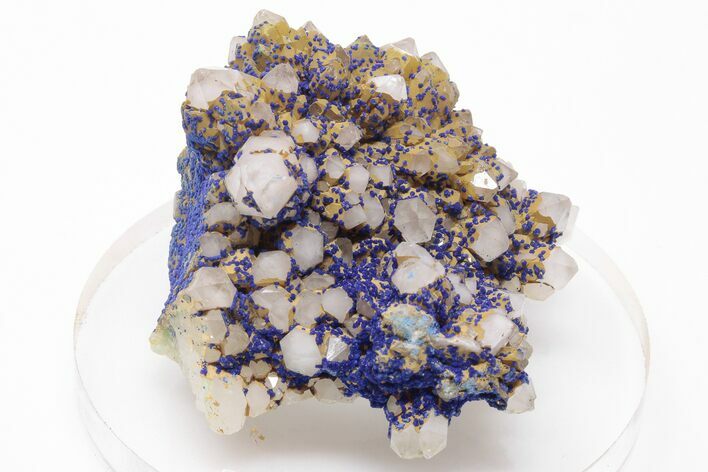 Vivid-Blue Azurite Encrusted Quartz Crystals - China #197109